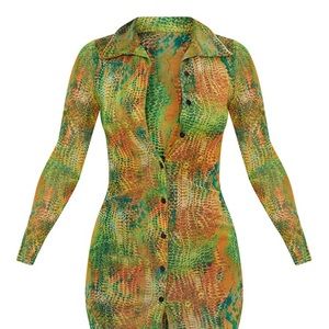 Snake print button down dress